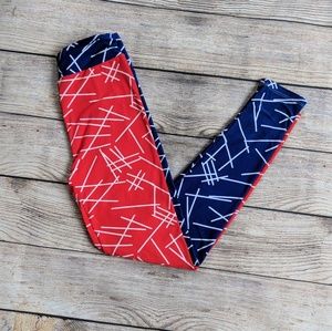LulaRoe Tween Leggings Geometric Red White Blue